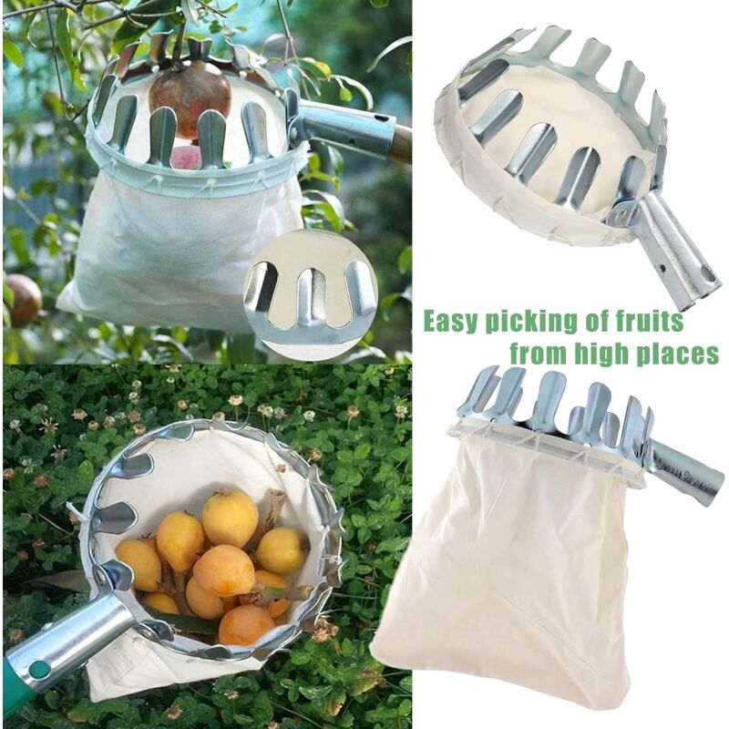 Fruit Picker, 1 Fruit Collector, Metal Fruit Picker, Fruit Picker With Bag, Cherry Picker, Diameter 16 Cm, For Picking