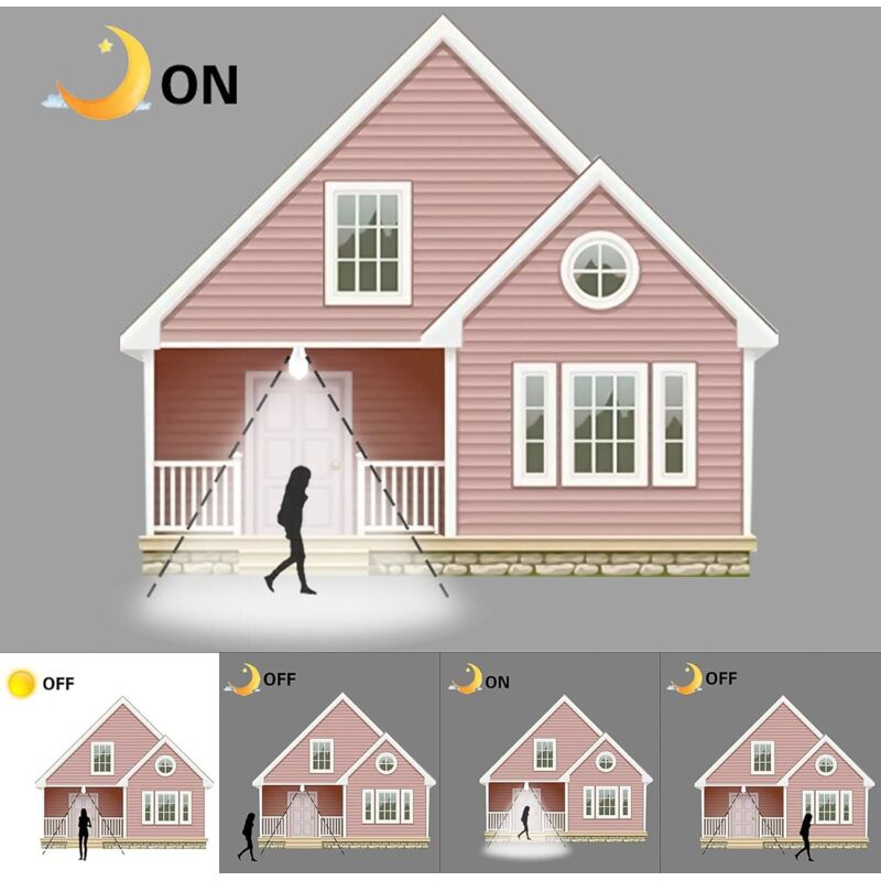 Motion Sensor Bulb B22 Bayonet LED, 12W, 1020Lm, Cool White 6000K, Cir 85, Waterproof Ip42 Energy Saving, Non-Dimmable,