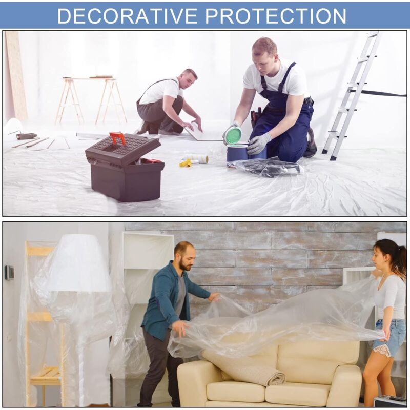2 Pack Pe Material Furniture Dustproof Film High Adhesive Paint Protection Cover Sofa Furniture Dustproof Cover (3M