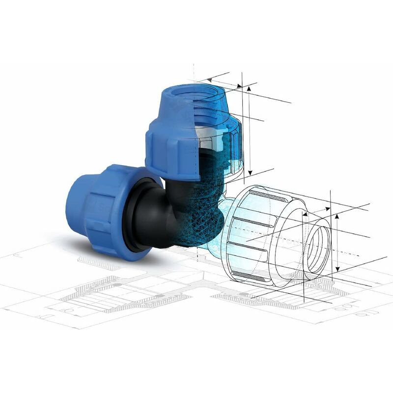 Water Pipe Tee Fittings, 25Mm X 25Mm X 25Mm, Pn16 Compression Pipe Fittings, Connectors Compatible With Pe80 And Pe100