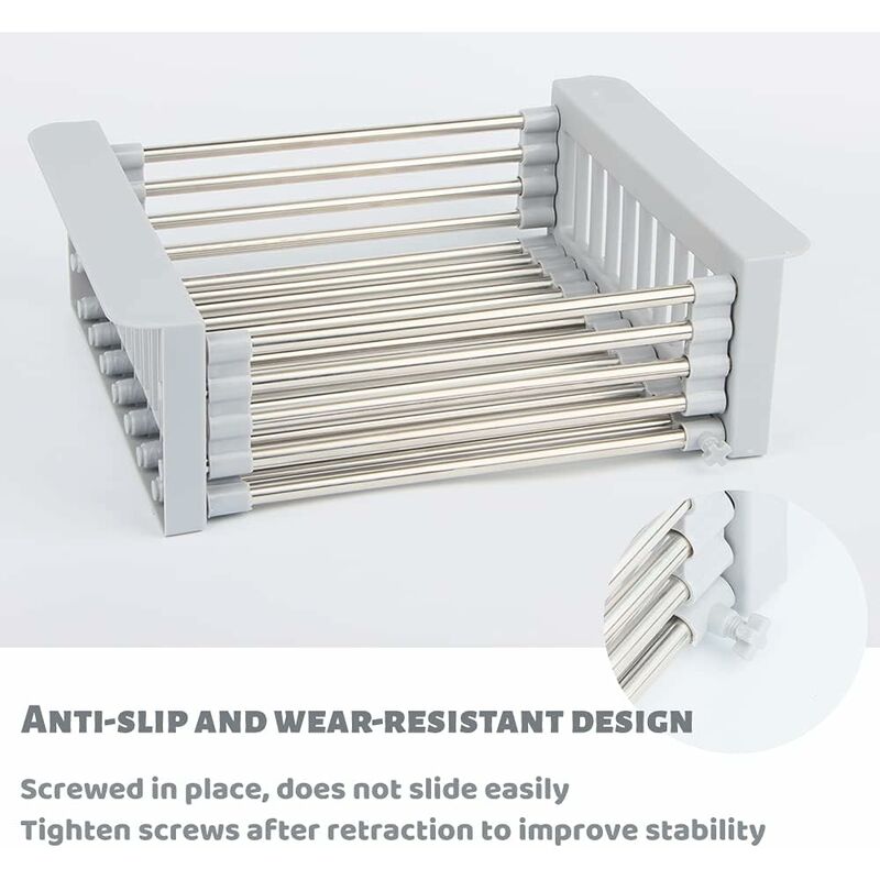 Extendable Sink Drainer, Adjustable Dish Drainer, Stainless Steel Adjustable Dish Drainer, Telescopic Drain Basket Dish