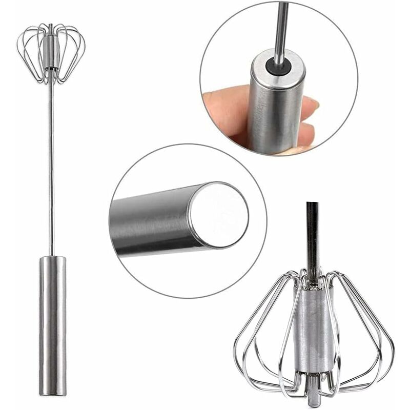 2 Egg Beaters, Multifunctional Semi-Automatic Hand Held Stainless Steel Whisk, Milk Frother, ROtating Beater For