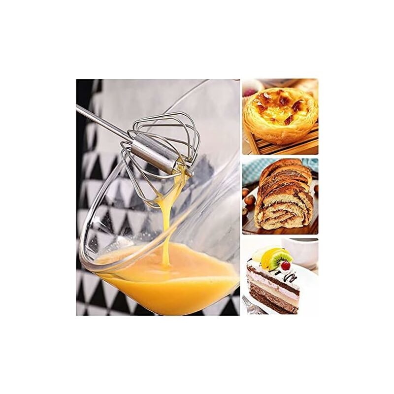 2 Egg Beaters, Multifunctional Semi-Automatic Hand Held Stainless Steel Whisk, Milk Frother, ROtating Beater For
