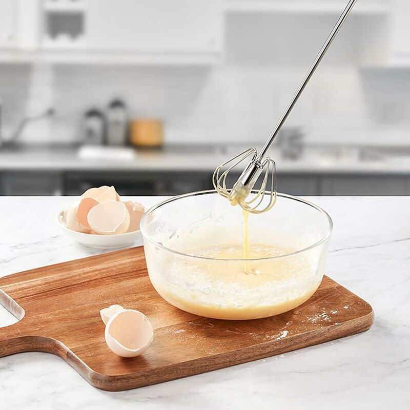 2 Egg Beaters, Multifunctional Semi-Automatic Hand Held Stainless Steel Whisk, Milk Frother, ROtating Beater For