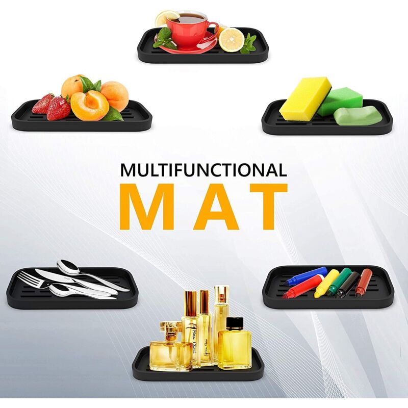 Silicone Draining Mat - Sink Organizer For Sponges, Brushes, Soap, Wine Glass Dry Mat, Non-Slip Sponge/Sink Holder