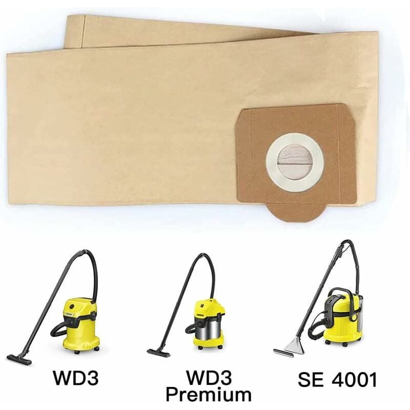 5 pcs Upright Vacuum Cleaner Bag, For Karcher Wd3, Wd 3 Premium, Wd3200, Wd3500P, A2204, A2204, A2534, Se4001,
