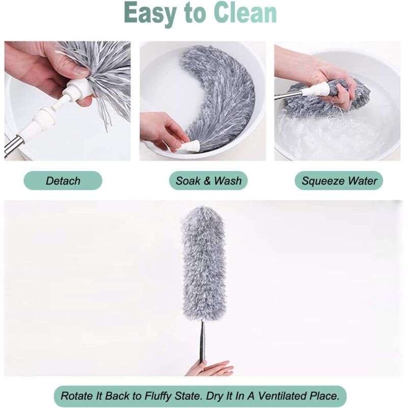 Duster, Telescopic Duster, Microfiber Duster With Stainless Steel Handle, Washable Duster Perfect For Removing Dust In