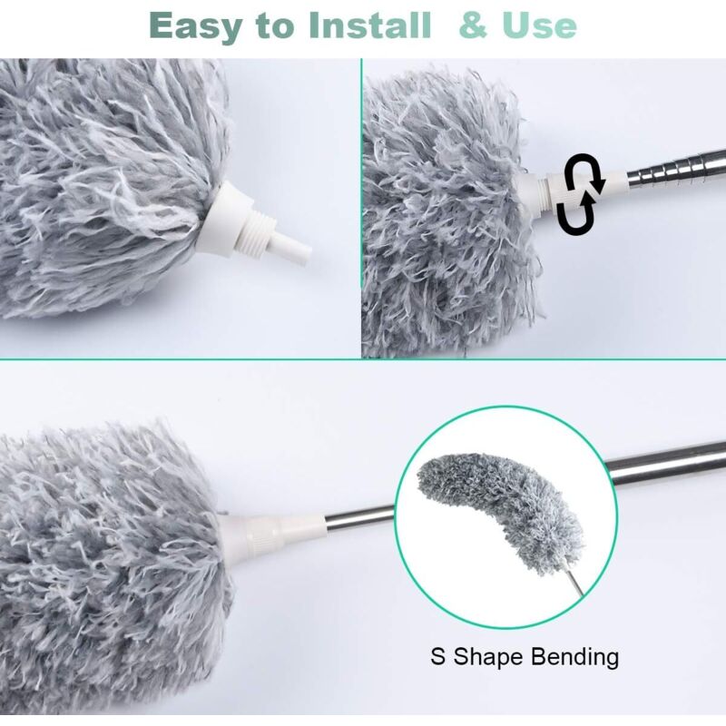 Duster, Telescopic Duster, Microfiber Duster With Stainless Steel Handle, Washable Duster Perfect For Removing Dust In