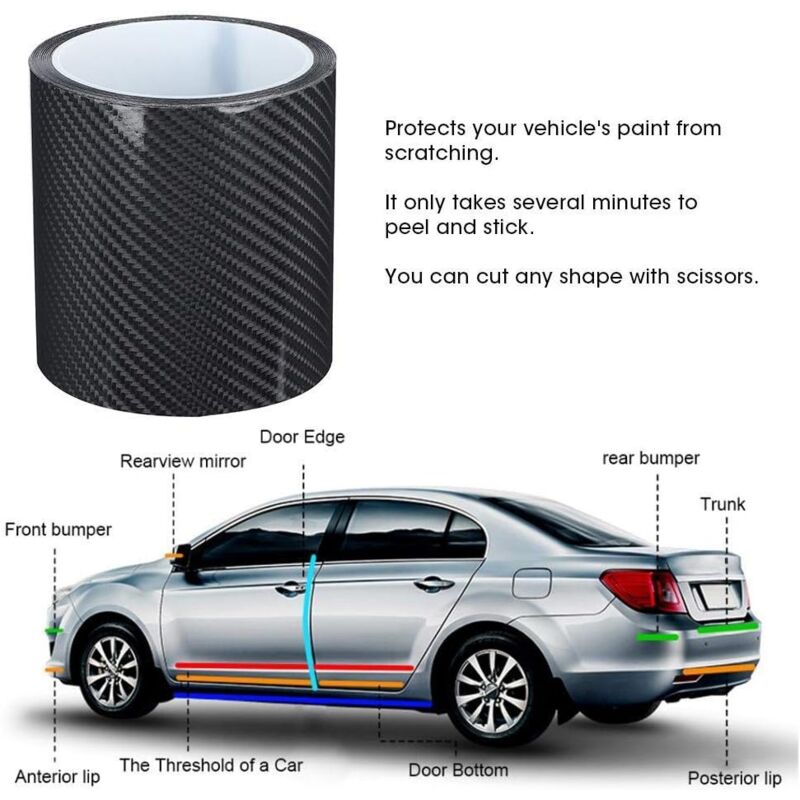 Anti-Scratch Carbon Fiber Strips Carbon Fiber Protective Film Dry Carbon Fiber Detailing Vinyl Wrap Strip Car Door Edge