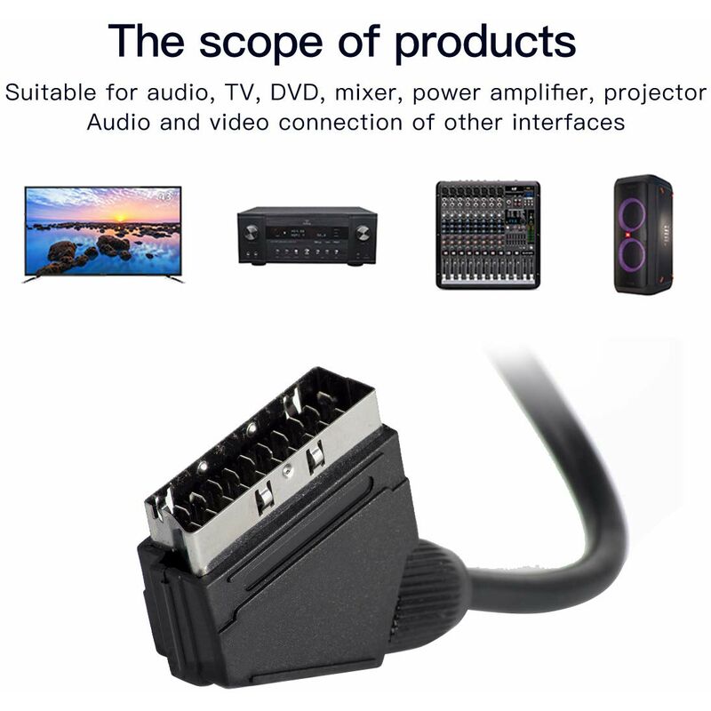 1.5M Scart To 3Rca Male Cable, Scart Male To Rca Male Switchable Audio Video Av Cable Adapter Converter Audio Video For