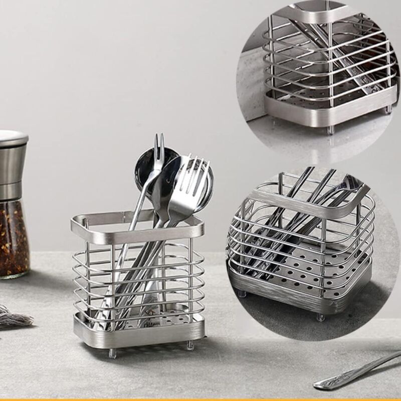 Cutlery Storage Drainer, Basket Holder For Knives, Forks, Spoons, Kitchen Utensils Cutlery Holder Stainless Steel,