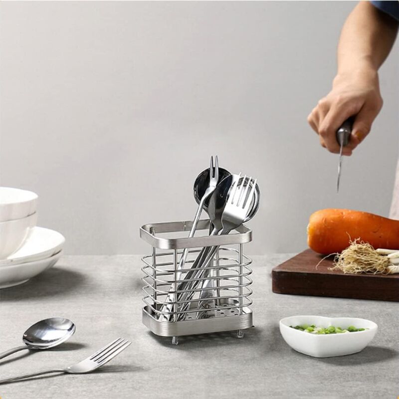 Cutlery Storage Drainer, Basket Holder For Knives, Forks, Spoons, Kitchen Utensils Cutlery Holder Stainless Steel,