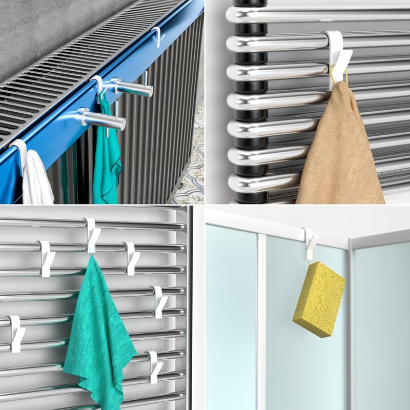 Towel Radiator 6 Pieces, Towel Hook For Radiator, Towel Dryer Hook, White Plastic