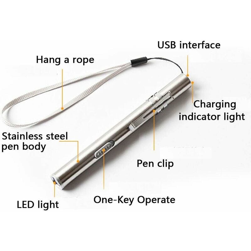 3 Pack Nurse Pen Light Medical Pen Light Usb Rechargeable LED Flashlight Stainless Steel Torch For Doctors Students