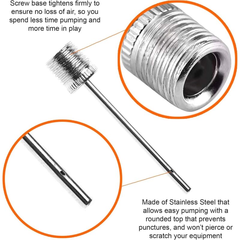 Ball Pump Inflation Needle (3 Pack) - Stainless Steel Air Pump Needles - Ideal For Inflating All Sports Balls