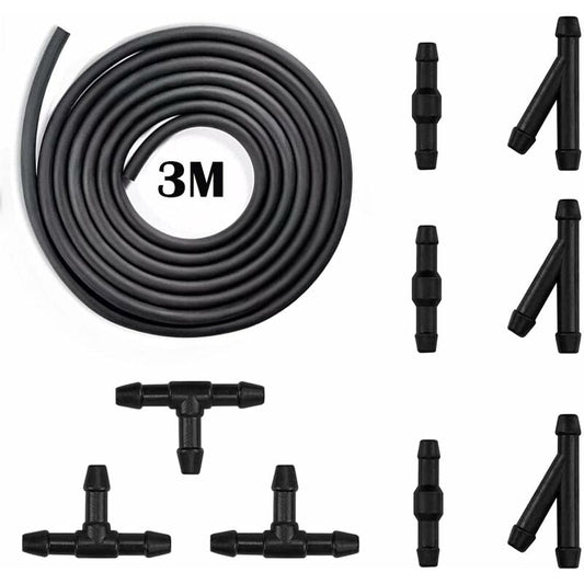 10 pcs Windshield Wiper Hose Kit,3M Windshield Washer Fluid Hose,Windshield Wiper Nozzle Mist Washer Spray Hose,With