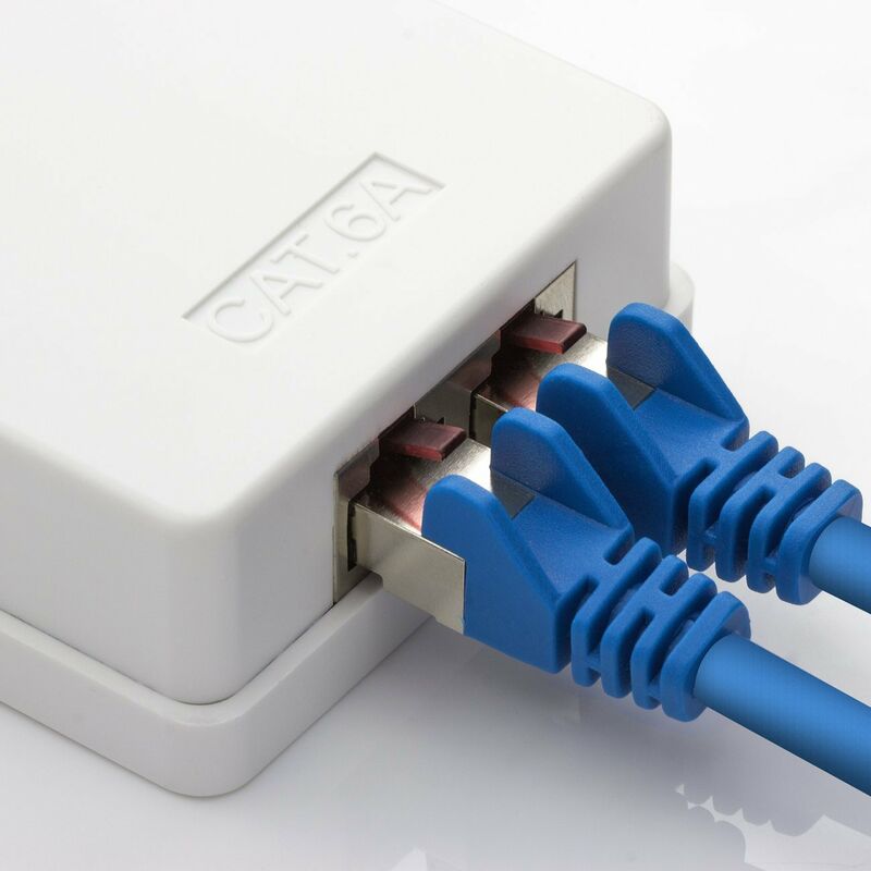 2 X Cat 6A Network Sockets, 2 X Rj45 Ftp Sockets, Shielded 10Gbit Lan Ethernet Wall Mount Cable, White