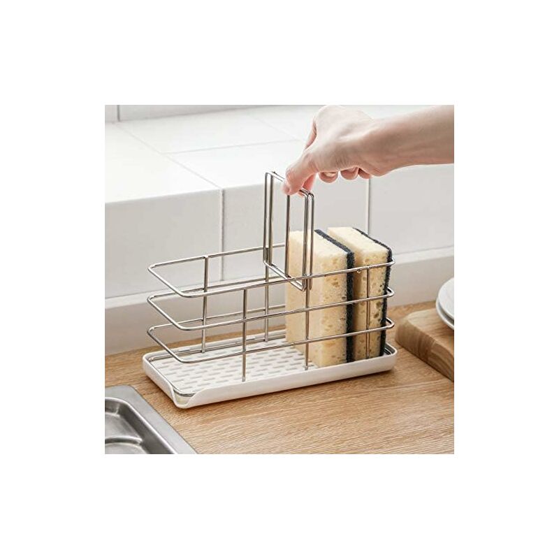 304 Stainless Steel Sponge Holder, Multifunctional Kitchen Sink Organizer, Dish Drainer Tray, Soap Dish, Adjustable