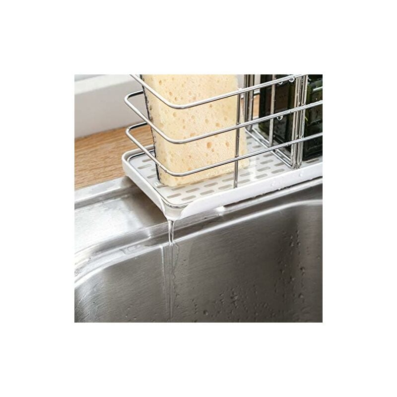 304 Stainless Steel Sponge Holder, Multifunctional Kitchen Sink Organizer, Dish Drainer Tray, Soap Dish, Adjustable