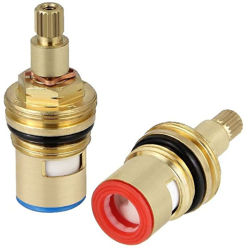 2 pcs Ceramic Disc Head, 1/2" Ceramic Cartridges, Universal Brass Faucet Replacement 20 Notches X 53Mm Replacement For