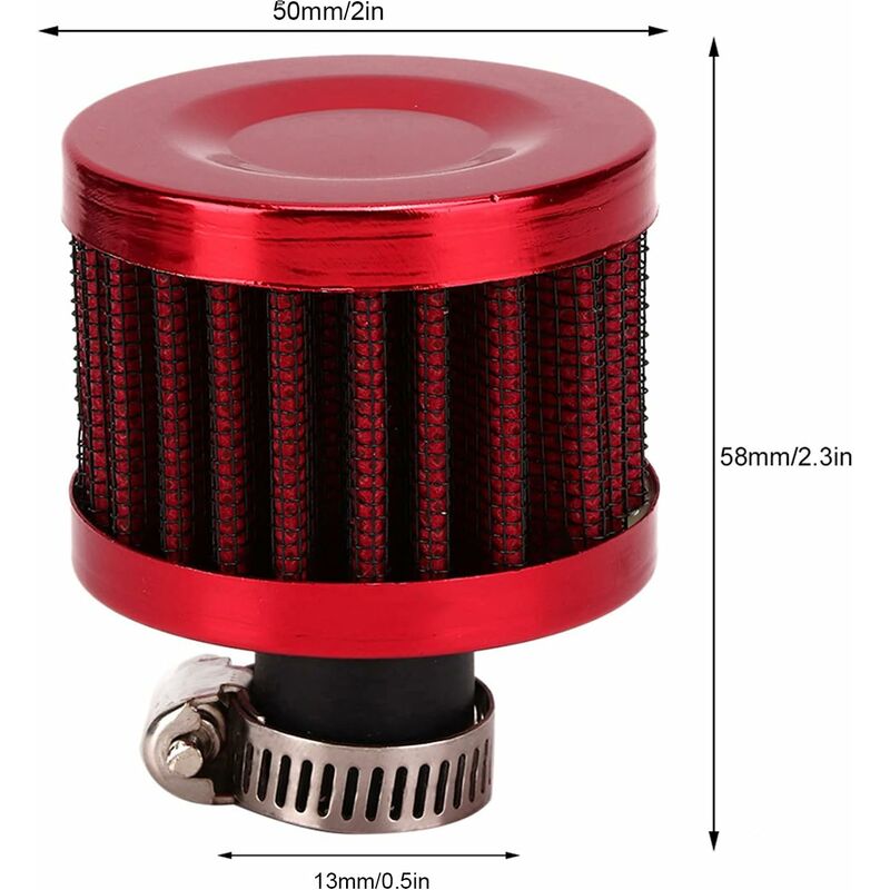 Air Filter, 25Mm 1In Mini Cold Crankcase Breather Turbo Fan Air Intake Filter For Car Motorcycle(Red)