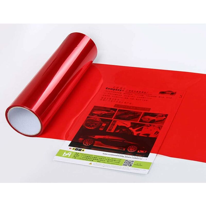 Car Light Sticker, Self Adhesive Car Light Sticker Smoke Fog Light Taillight Tint Vinyl Film Sheets, Red, 30X60Cm