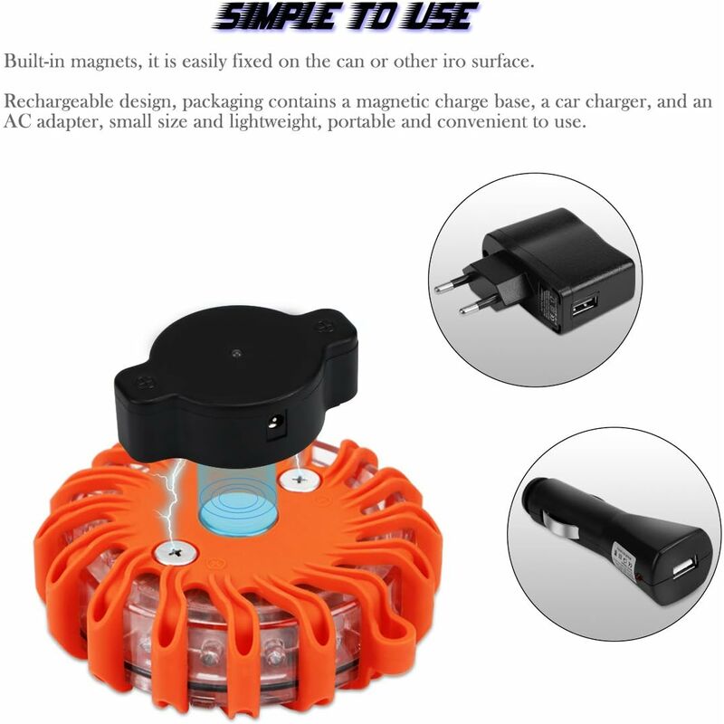 Aozbz Safety LED ROad Signal Light With 9 Flashing Modes For Cars, Caravans, Boats, Bikes,