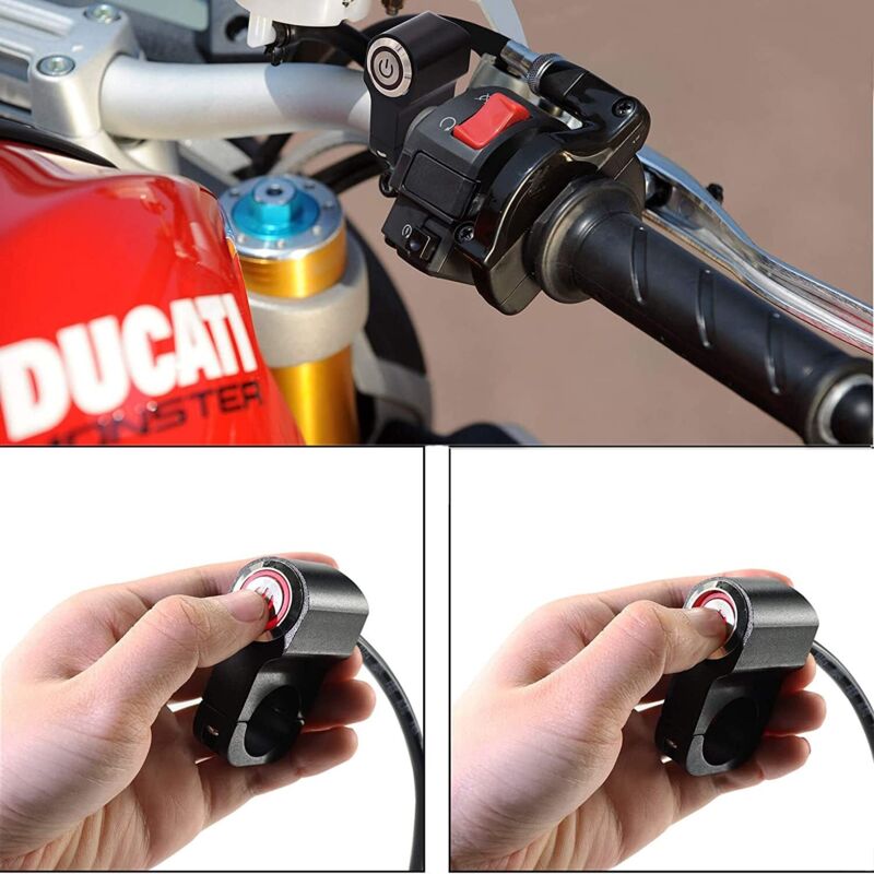 1 Piece 12V Motorcycle Atv 22Mm (7/8") Handlebar Button Switch Hazard Headlight Brake Fog Light On Off Switch (Red)