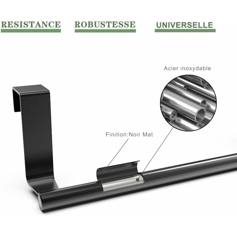 Kitchen Towel Bar, 2 pcs Set Kitchen Towel Holders, Matte Black