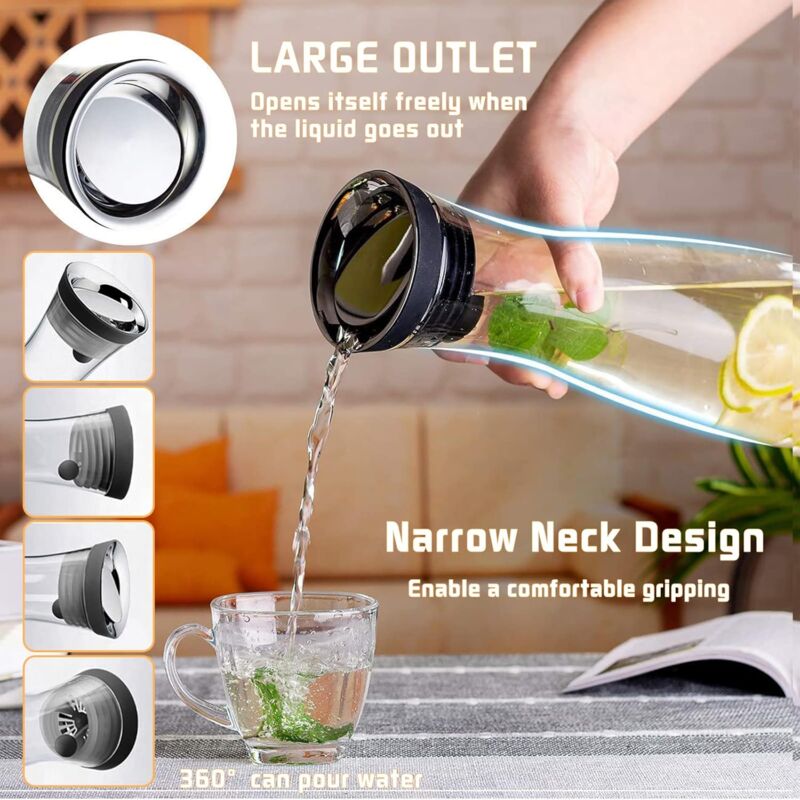 Glass Carafe, 1200Ml Glass Water Pitcher With Silicone Lid, For Homemade Beverage/Iced Tea/Milk/Coffee/Serving Wine,
