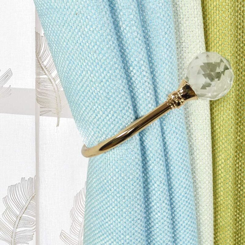 Curtain Tiebacks Wall Hooks U Metal Curtain Tiebacks, Metallic Curtain 2 Pack (Small, Gold)