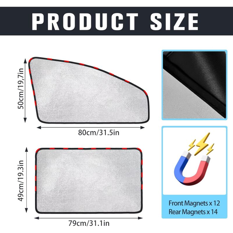 Car Sun Shade - Car Curtain For Baby/Kids/Pets/Adults Car, With Uv Protection, Privacy Protection, Silver