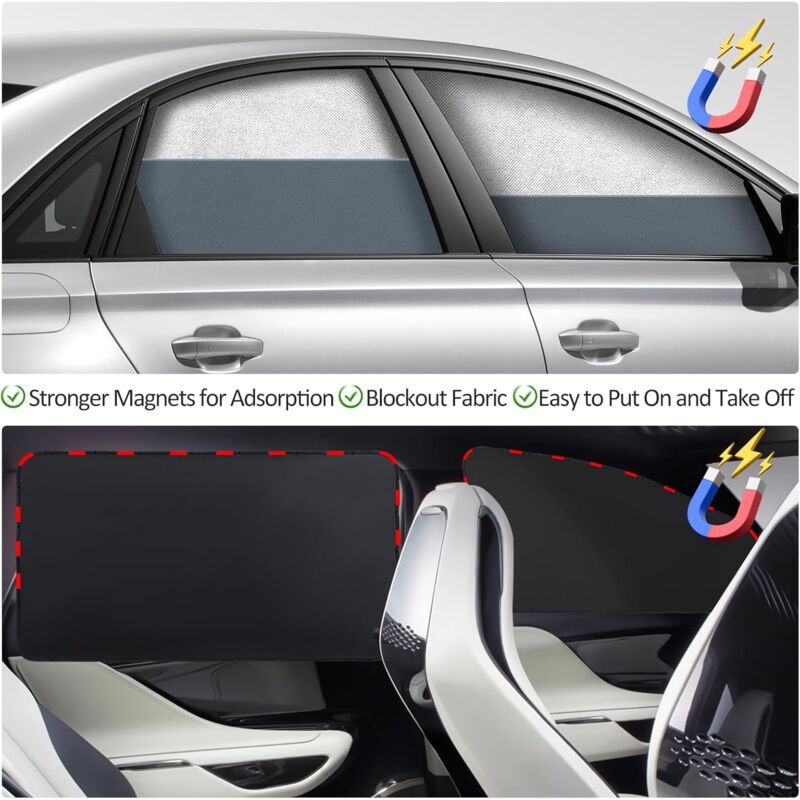 Car Sun Shade - Car Curtain For Baby/Kids/Pets/Adults Car, With Uv Protection, Privacy Protection, Silver