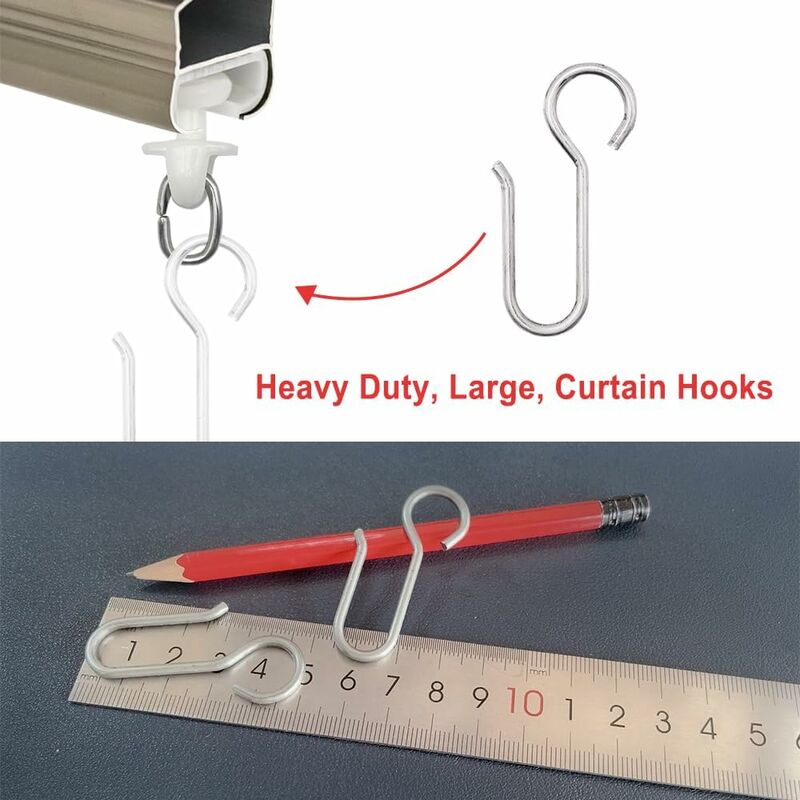 Curtain Clip Hooks, 40 Pieces Curtain Rail Hooks, Heavy Duty Zinc Curtain Hooks, For Door Curtains, Etc. (50X2.5Mm)