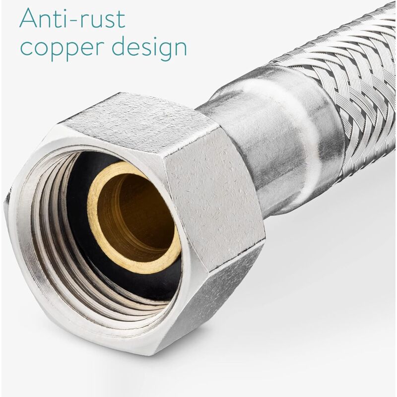 Flexible Kitchen Hose 60Cm Pack Of 2 Standard G3/8 X M10 X 60Cm Connection Tubes For Kitchen Bathroom Sink Faucet
