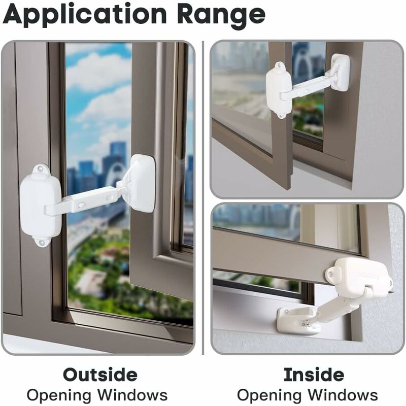 Child Safety Window Limiter For Baby Safety Window Locks, Window Safety Locks For Toddlers And Pets (White)