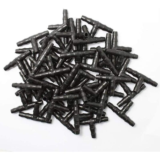100 pcs Barbed Connectors Drip Irrigation,4/7Mm Universal Barbed Tee Hose,Suitable For 4/7Mm Drip Hose Watering Garden