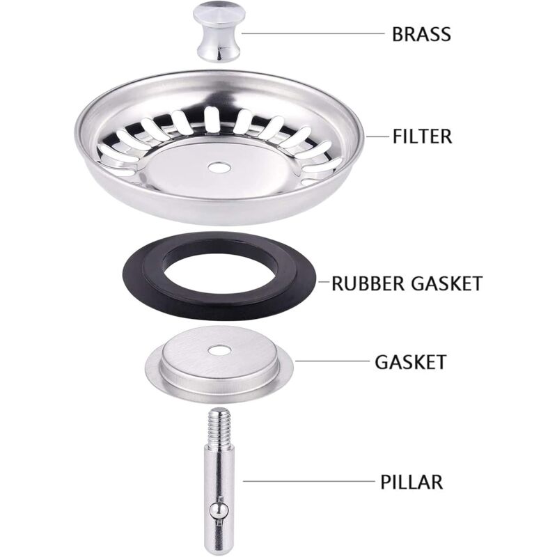Kitchen Sink Filter, Sink Stopper, Stainless Steel Sink Filter, Stainless Steel Sink Stopper, Compatible With Most