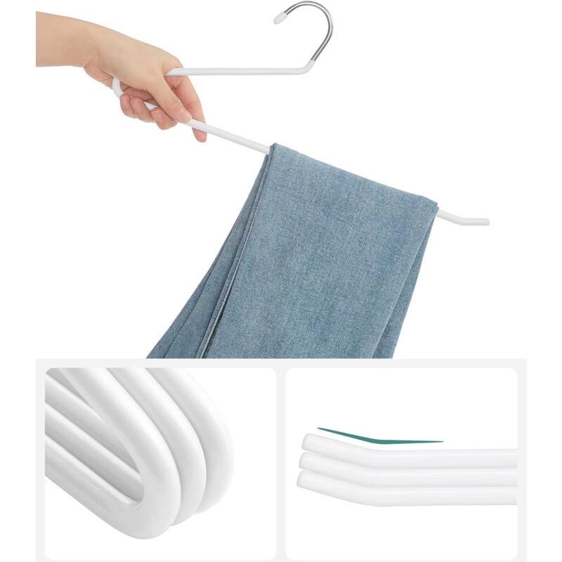 20 Pack Metal Trouser Hangers, Open End Hanger, Non-Slip Coating, Space Saving, 35Cm Length, White