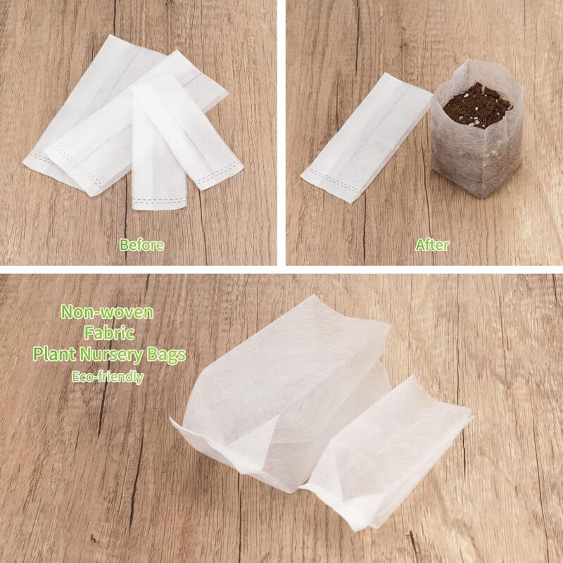 200 pcs Biodegradable Non-Woven Fabric Plant Grow Bags Seedling Grow Bags (14 X 16Cm + 10 X 12Cm)