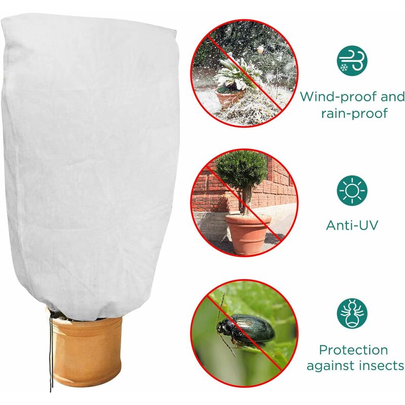 2 Pieces Plant Winter Protection Bags Winter Protection For Potted Plants, White, Solid, 100 X 80 Cm
