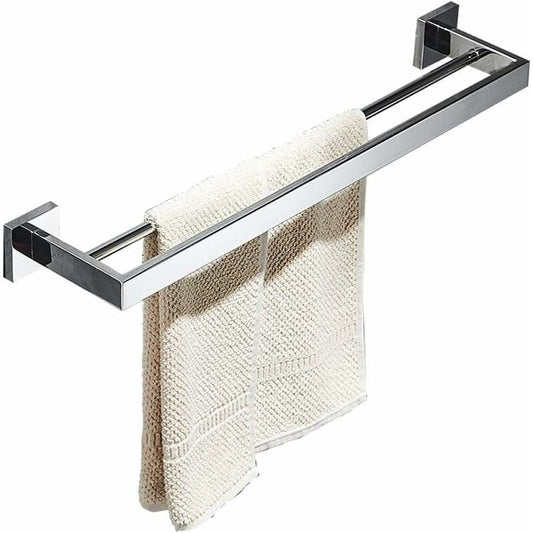 Bathroom Wall Mounted Towel Rack, Double Towel Bar, Chrome Mirror Polished, 60Cm
