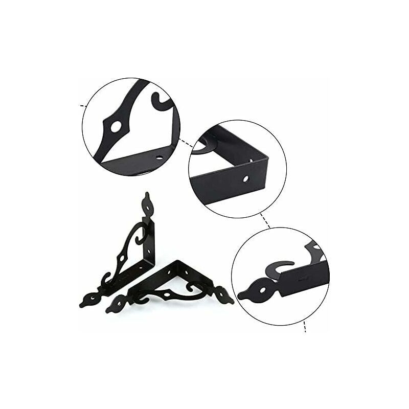 4 pcs Triangle Shelf Brackets Black Shelf Bracket Iron Wall Shelf Bracket Heavy Duty Shelf Brackets Wall Shelf Bracket,