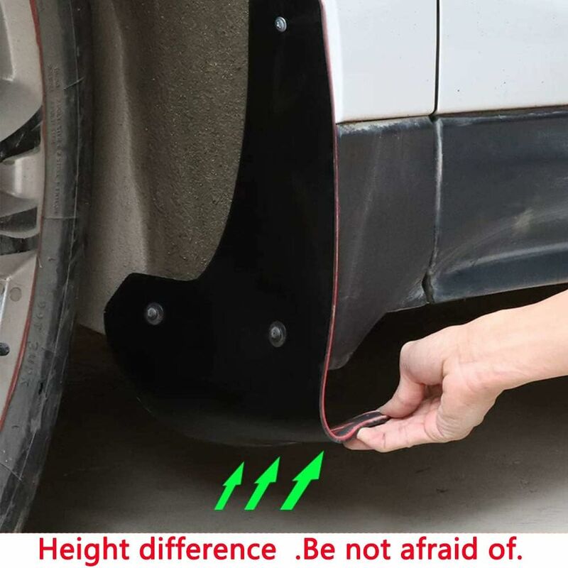 Car Mud Flaps Soft Material Universal Fit Black Rubber Splash Guards Mudguards No Collision Universal 17" X 9" X 0.2"