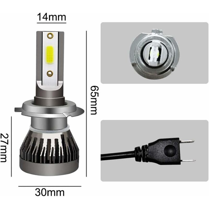 H7 Car Headlight Mini LED Lamp Bulbs Car Headlight Kit 6000K LED Lamp 2 pcs