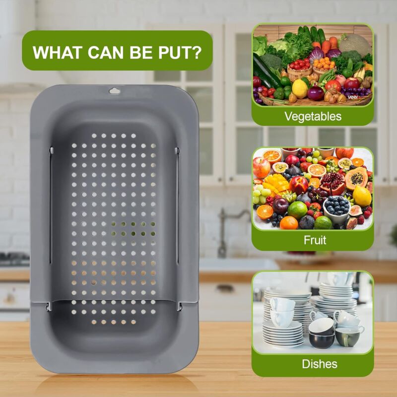 Expandable Sink Strainer - Food Grade Pp Material - Effective Drainage Holes - Quick Drying Rack For Dishes - Easy To