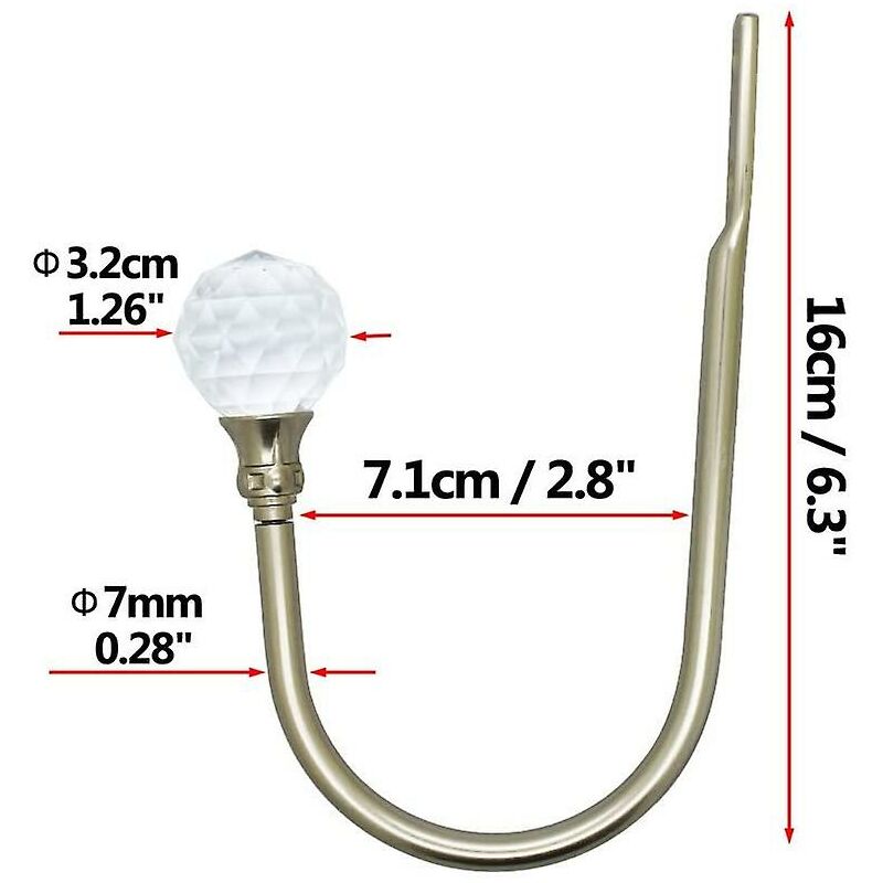 Curtain Tiebacks Wall Hooks U Metal Curtain Tiebacks, Metallic Curtain 2 Pack (Silver)