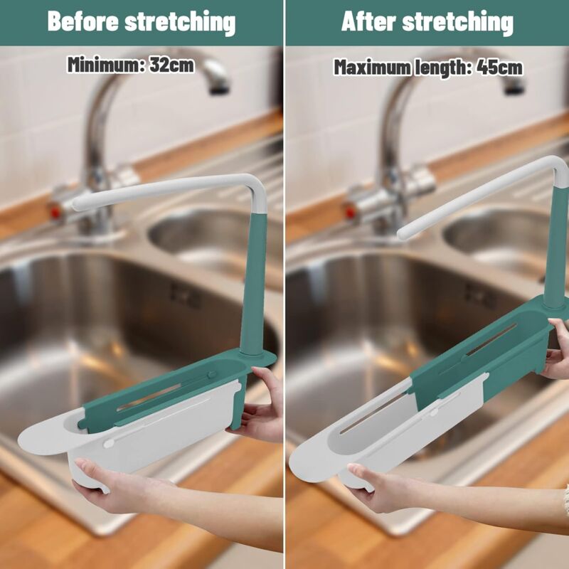 Telescopic Sink Rack Telescopic Sink Storage Rack Length Freely Large Capacity Pp Expandable Sink Organizer For Kitchen