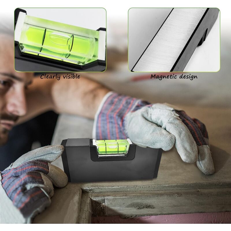 4 pcs Mini Spirit Level, Black Spirit Level, Magnetic Spirit Level, Camping Level, Small Spirit Level For Construction,