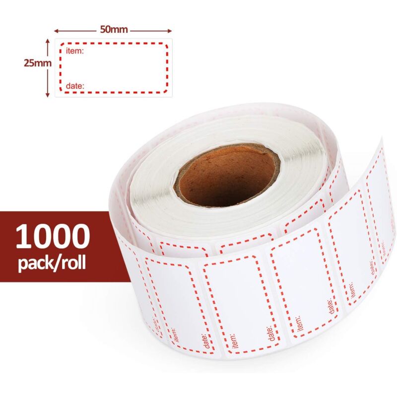 5002 Freezer Labels ROll, 50 X 25Mm Self-Adhesive Food Storage Freezer Sticker, Removable Food Stickers Labels For Home
